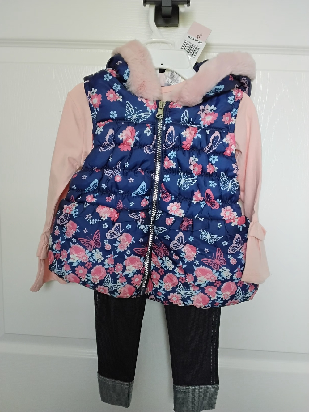 Little Lass CHILDS 3 Piece Set, Puffer Vest, Top, Jean Leggings SIZE 3T NWT